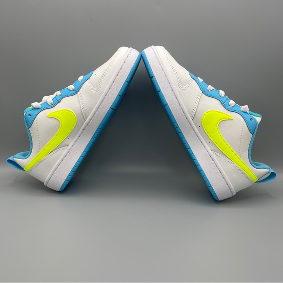 Nike Court Borough Low 2 Big Girl/SUMMIT WHITE/VOLT-BALTIC BLUE - Picture 11 of 17